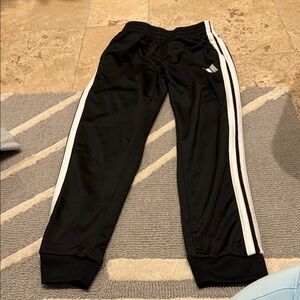 adidas Kids Black Sweatpants with White Accents